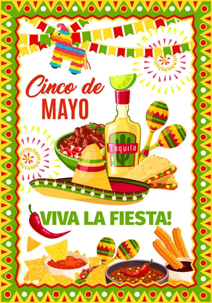 Biglietto di auguri Cinco de Mayo Mexican vector fiesta — Vettoriale Stock