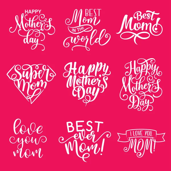 Feliz Día de la Madre letras tarjeta de felicitación diseño — Vector de stock