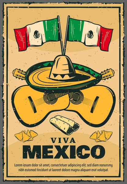 Cinco de Mayo Mexican holiday vector sketch poster — Stockový vektor