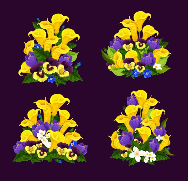 Εικονίδιο λουλούδι άνοιξη ανθίζοντας floral ανθοδέσμη — Διανυσματικό Αρχείο