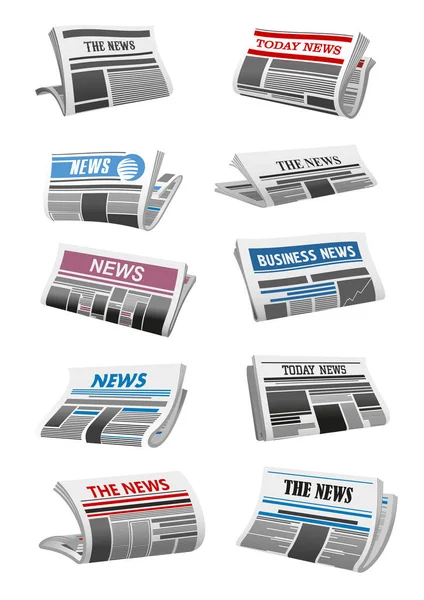 Ícone 3D do jornal da folha de papel dobrada da notícia — Vetor de Stock