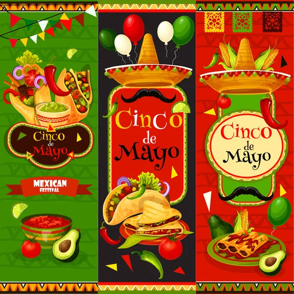 Mexican Cinco de Mayo vector fiesta banners — Stock vektor
