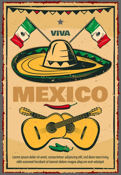 Cinco de Mayo Mexican vector sketch retro poster — ストックベクタ