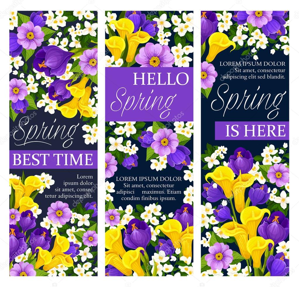 Vector springtime floral flowers bunch banners