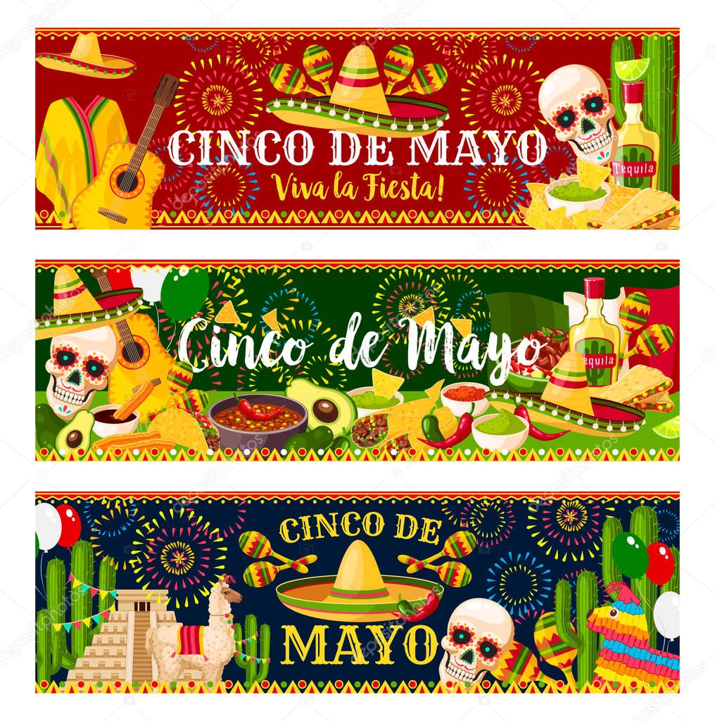 Mexican Cinco de Mayo vector fiesta banners