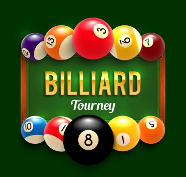 Havuz Bilardo vektör turnuva afişi