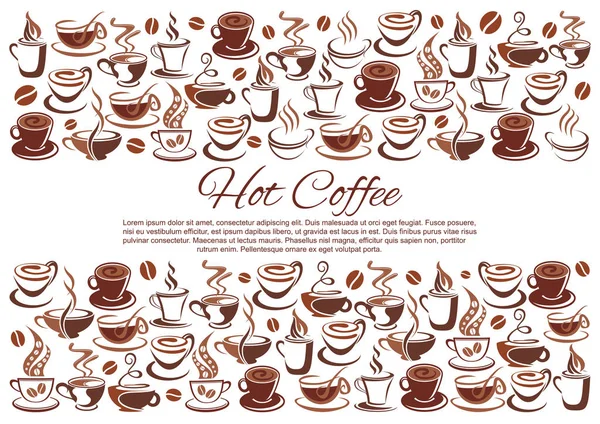 Vektor Kaffeehaus Poster von Kaffeetassen und Bohnen — Stockvektor