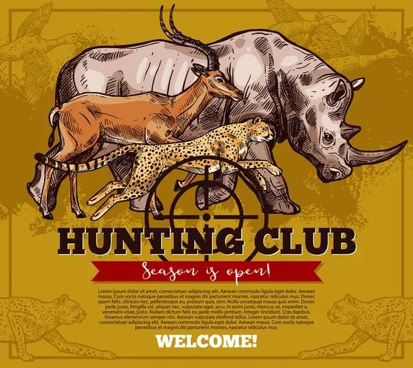 Vector caza club abierto temporada bosquejo cartel — Archivo Imágenes Vectoriales