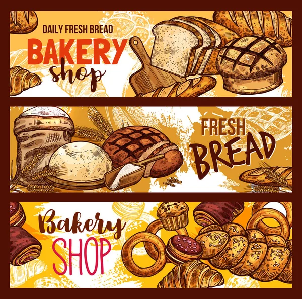 Boceto de pan vectorial para panadería — Vector de stock