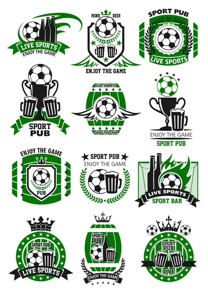 Vector voetbal sport bar voetbal pub pictogrammen — Stockvector