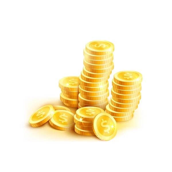 Vector coins icon of golden dollar coin cent stack — Stock Vector