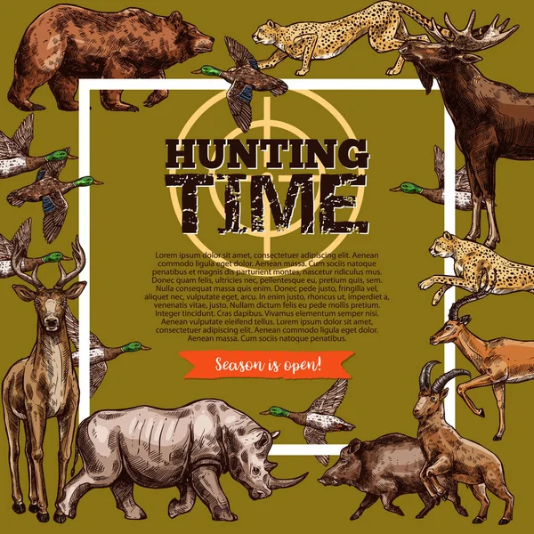 Wektor hunt club polowanie sezon szkic plakat — Wektor stockowy