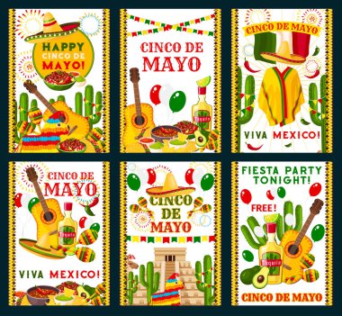Cinco de Mayo Meksika vektör tebrik kartları