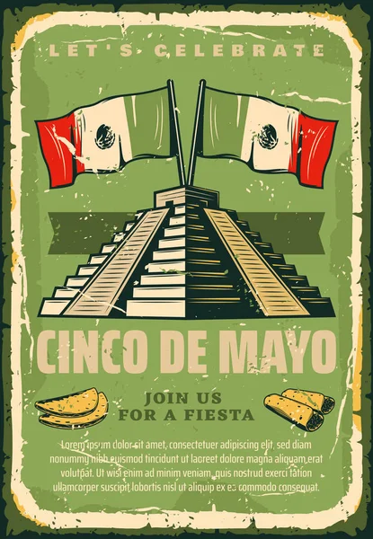 Mexican fiesta Cinco de Mayo vector sketch poster — ストックベクタ