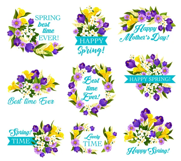 Moeder dag voorjaar vakantie pictogram met bloemboeket — Stockvector