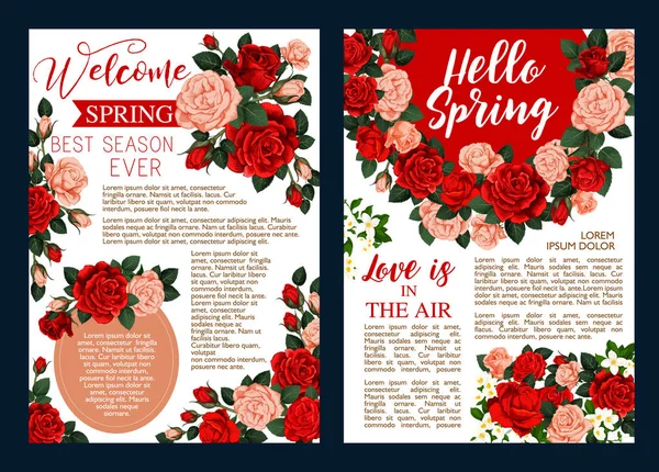 Rose bloem banner van voorjaar seizoen vakantie ontwerp — Stockvector