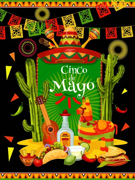 Banner Cinco de Mayo para invitación de fiesta mexicana — Archivo Imágenes Vectoriales