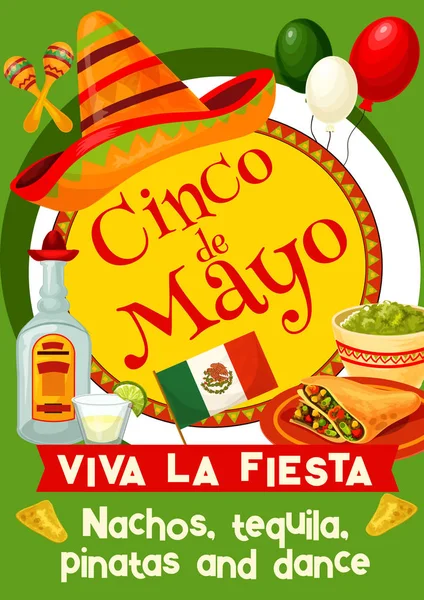 Cartaz de convite de férias mexicano Cinco de Mayo —  Vetores de Stock