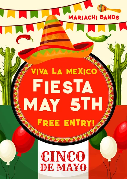 Invitación de fiesta mexicana para el Cinco de Mayo — Vector de stock