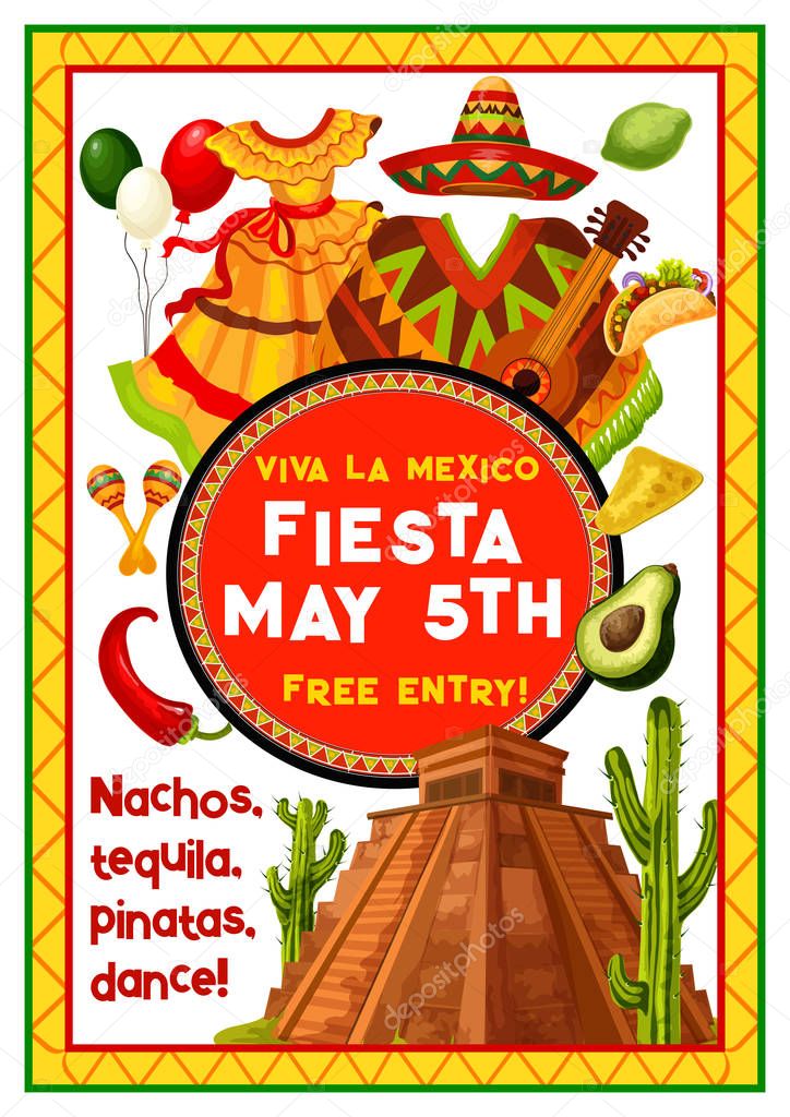 Mexican holiday party invitation of Cinco de Mayo