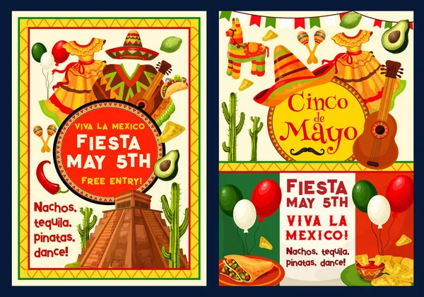 Cinco de Mayo meksykański wektor z życzeniami — Wektor stockowy