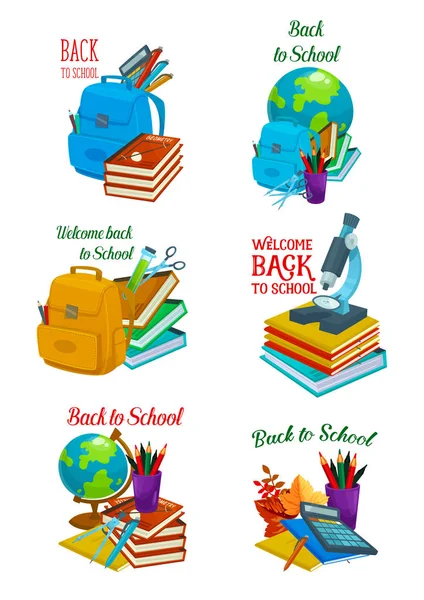 Willkommen zurück in der Schule Ikone für Bildungsdesign — Stockvektor