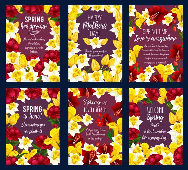 Весенний сезон Праздничный баннер с цветочной рамкой — стоковый вектор