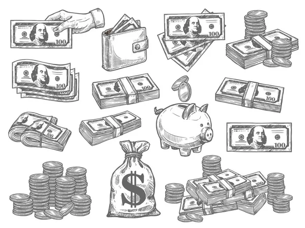 Vector set with money — Stock Vector