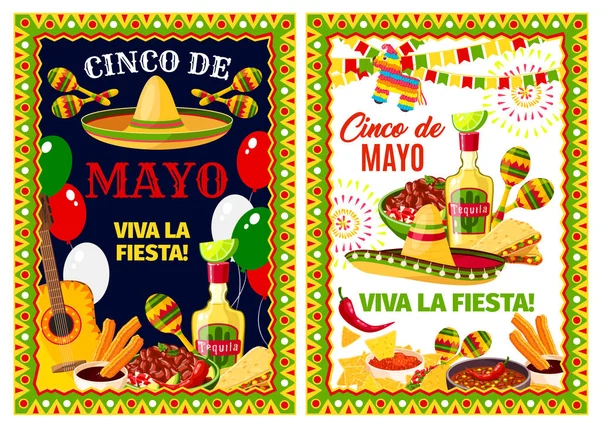 Bannière de vœux de vacances mexicaine Cinco de Mayo — Image vectorielle