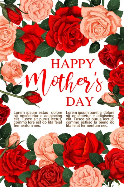 Flores de rosas florais vetoriais para cartão de dia da mãe —  Vetores de Stock