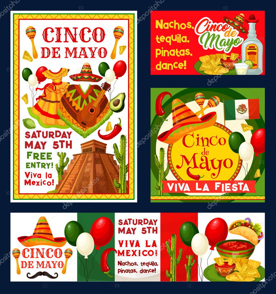 Cinco de Mayo Mexican vector fiesta invitations