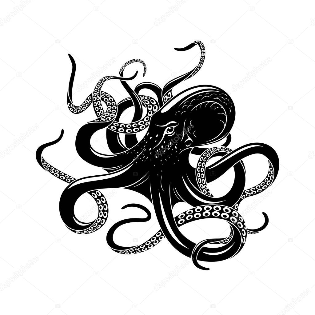 Octopus icon for sea monster tattoo design