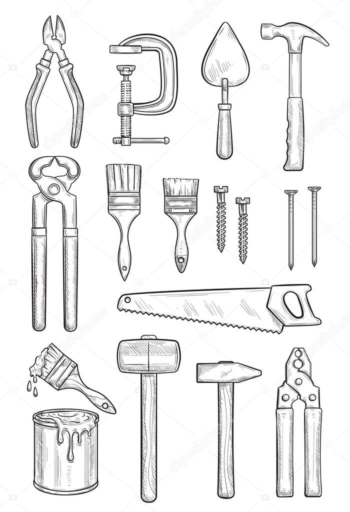Repair tool sketch for construction and carpentry
