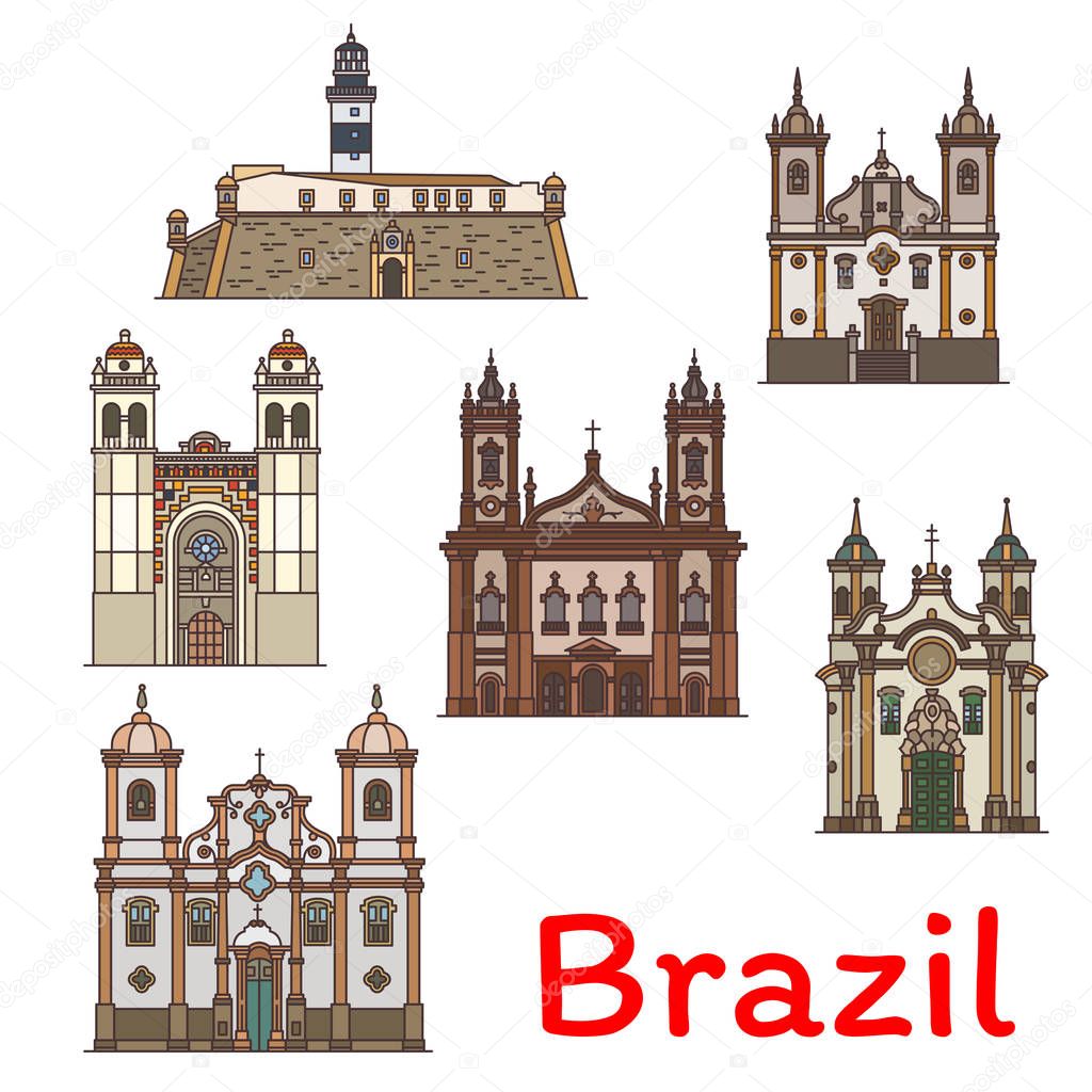 Popular travel landmark of Brazil thin line icon