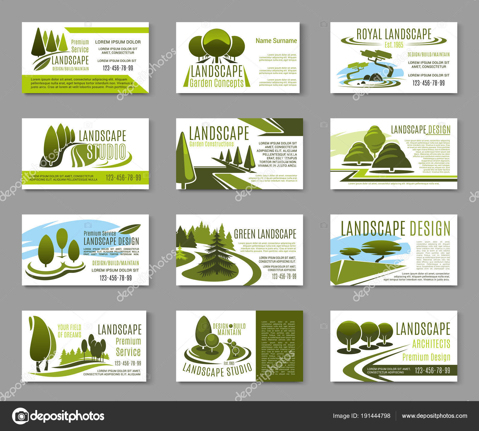 Vektorgrafiken Landscaping business card Vektorbilder Landscaping With Gardening Business Cards Templates