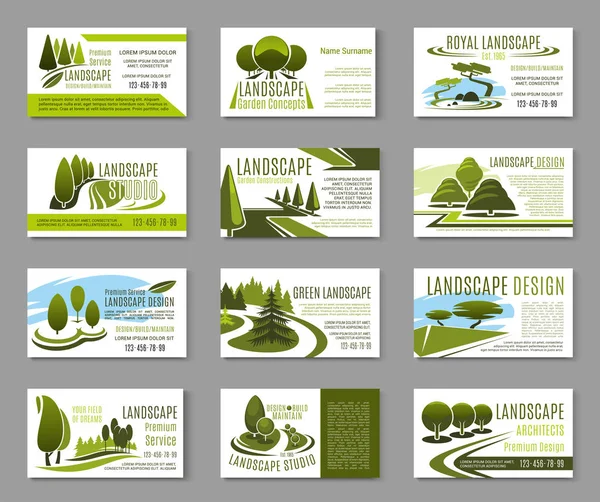 ランドス ケープ デザイン スタジオのビジネス カード テンプレート — ストックベクタ