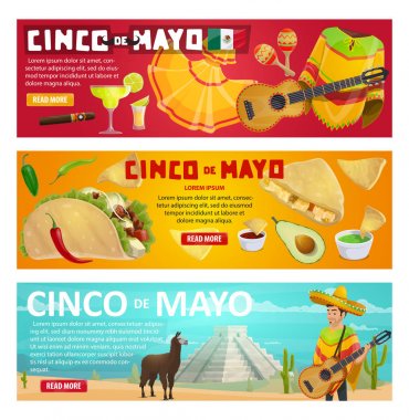 Cinco de Mayo greeting banner of mexican holiday clipart