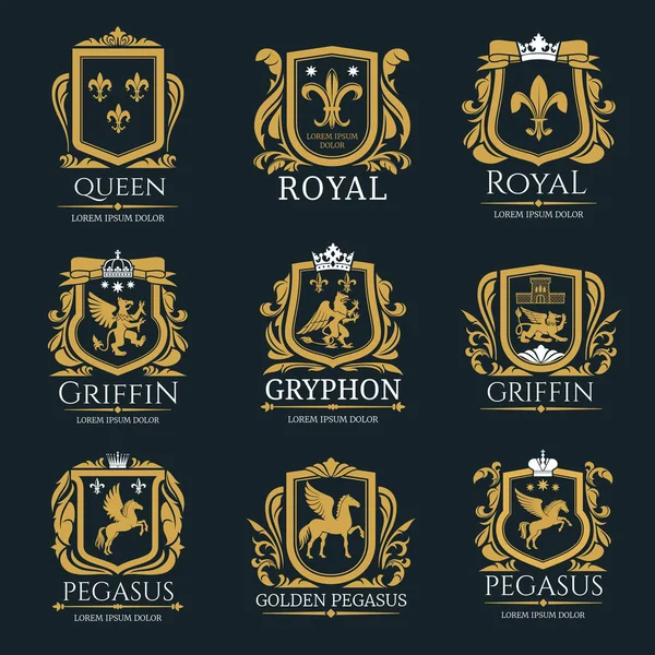 Royal Heraldiek logo set — Stockvector