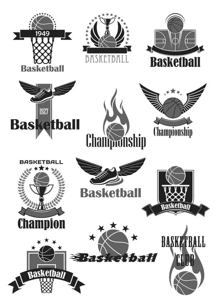 Μπάσκετ αθλητισμού σύμβολο για την αθλητική λέσχη σχεδιασμού — Διανυσματικό Αρχείο