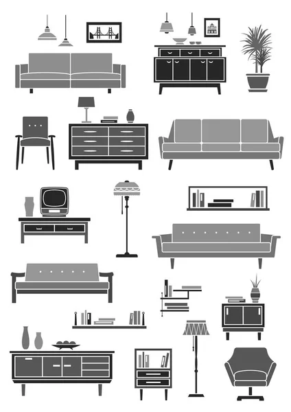 Muebles para el hogar, habitación icono accesorios interiores — Archivo Imágenes Vectoriales