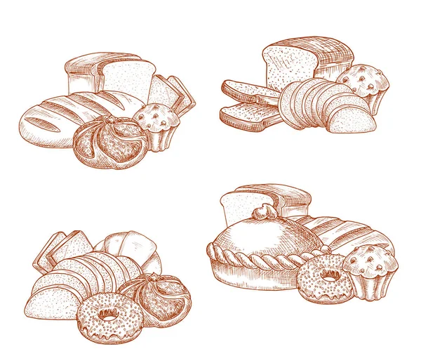 Croquis vectoriel de boulangerie et boulangerie ou pâtisserie — Image vectorielle