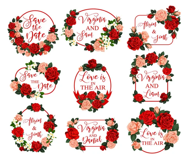 Enregistrer la fleur vectorielle Date pour invitation de mariage — Image vectorielle