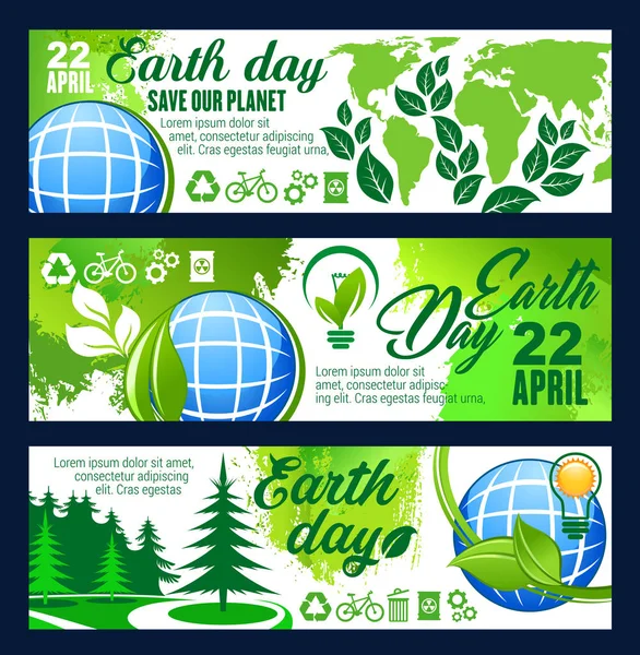 Guardar Banner Planeta para la celebración del Día de la Tierra — Vector de stock