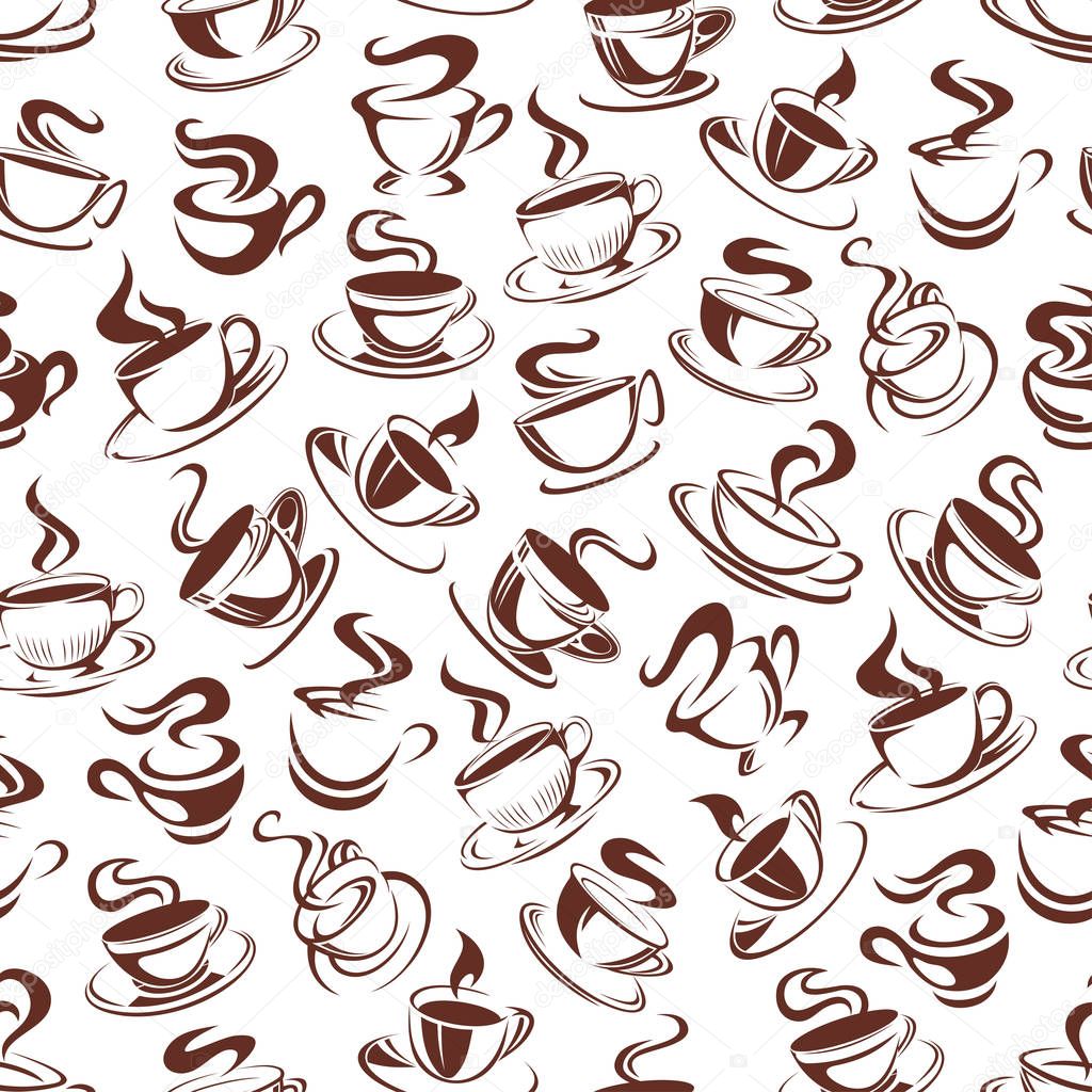 Vector coffee cups pattern seamless background