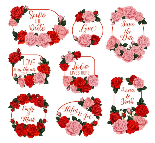 Cadres vectoriels fleurs printemps pour mariage — Image vectorielle