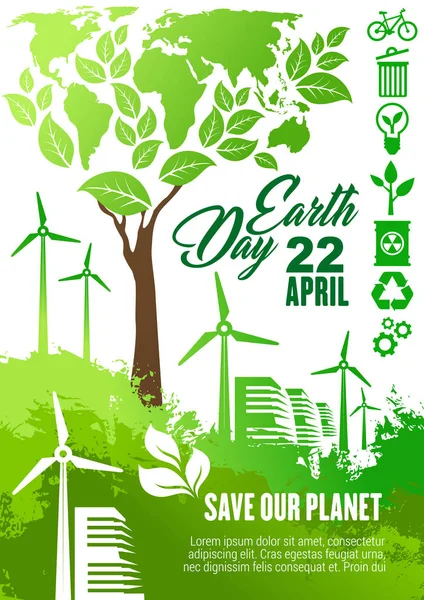 Banner de celebración del Día de la Tierra para el diseño ecológico — Vector de stock