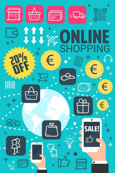 Vektor internet online bevásárló poszter — Stock Vector