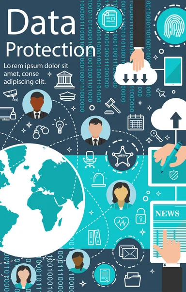 벡터 인터넷 데이터 보호 기술 포스터 — 스톡 벡터