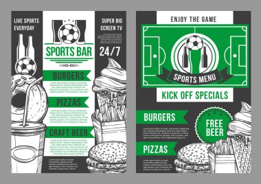 Vektör Futbol Spor Futbol pub menü tasarımı bar