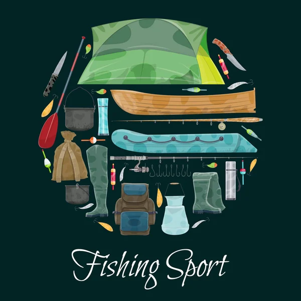 矢量渔民体育钓鱼俱乐部海报 — 图库矢量图片